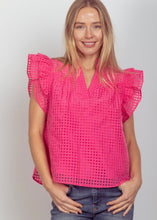 Load image into Gallery viewer, Checkered Organza Ruffle Blouse