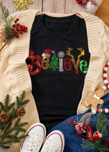 Load image into Gallery viewer, Black “BELIEVE” Christmas Tee