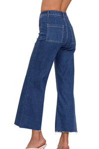 High Waist Wide Leg Dark Denim Jeans