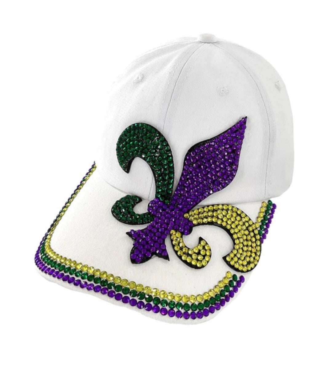 Mardi Gras White Cap