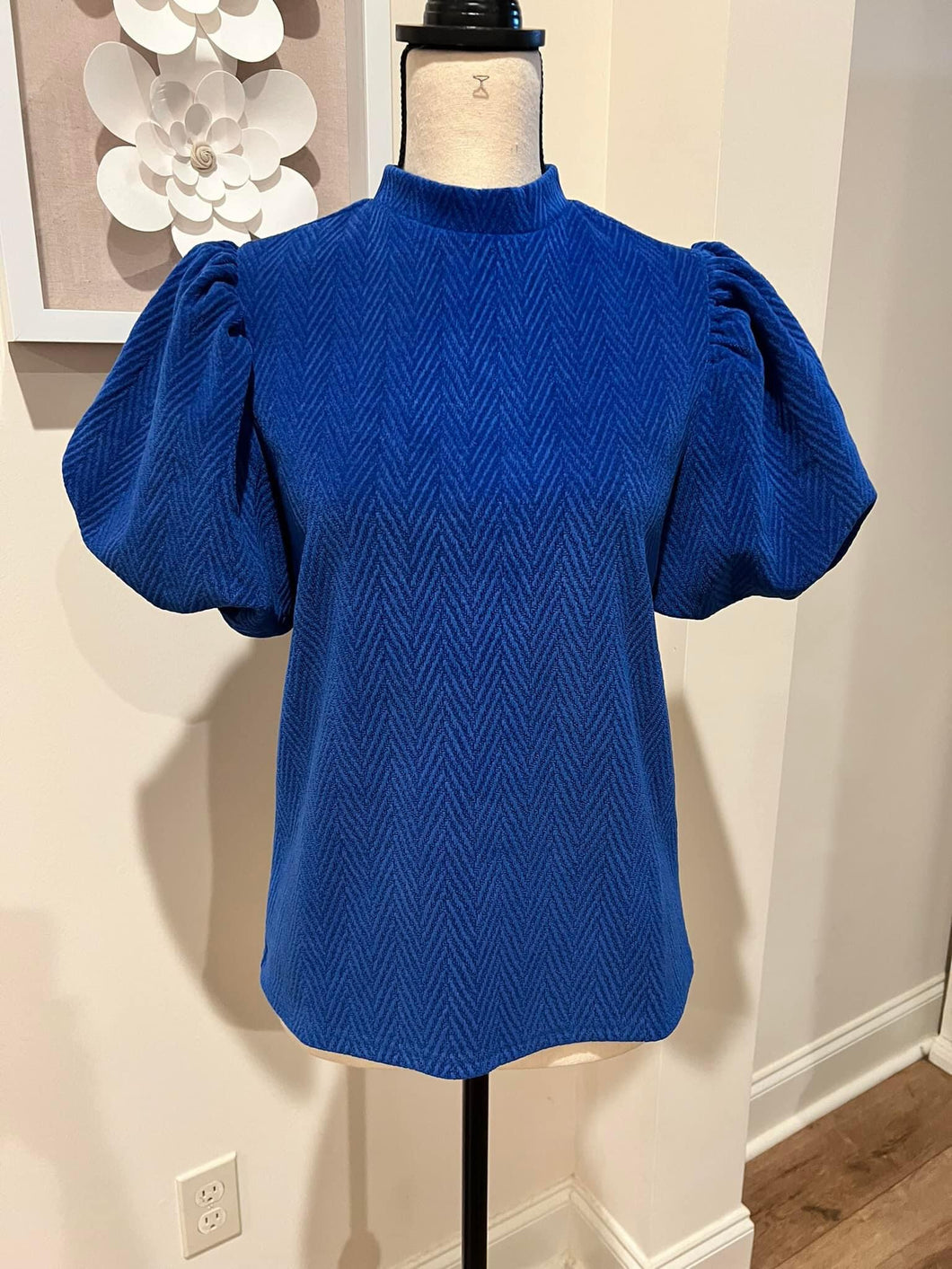 Solid Royal Blue Textured Top