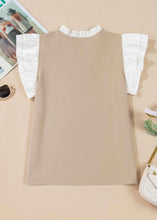 Load image into Gallery viewer, Khaki V-Neck Ruffle Sleeve Top