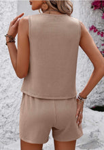 Load image into Gallery viewer, Textured Round Neck Sleeveless Top and Short Set