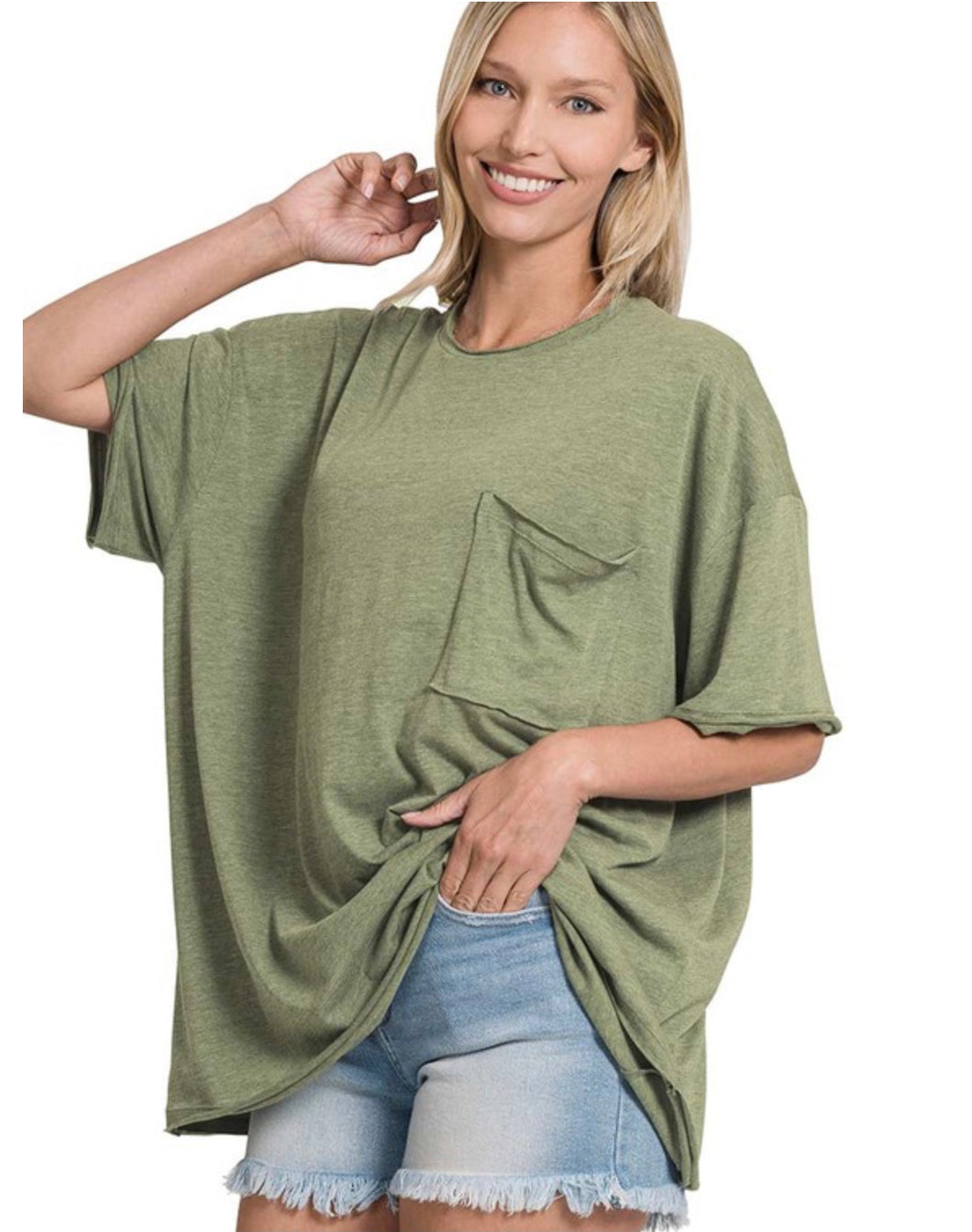 Tri-Blend Oversized Front Pocket Tee