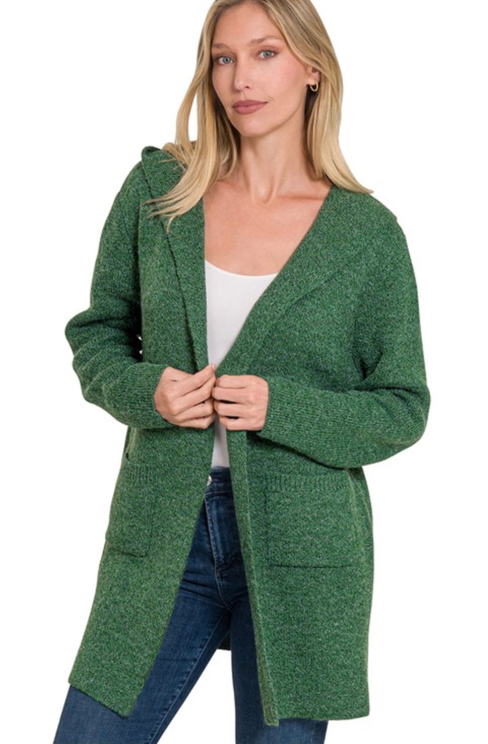 Hooded Open Front Sweater Cardigan