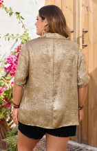 Load image into Gallery viewer, PLUS- Glittered Textured Button Down Blouse