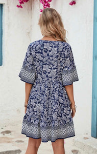 Paisley Print Bohemian Style Dress