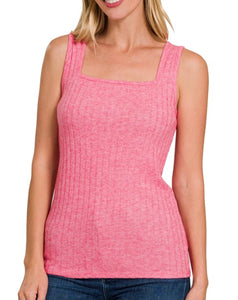 Ribbed Square Neck Tank