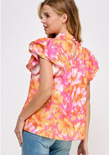 Load image into Gallery viewer, Double Ruffle Sleeve Floral Print Summer Blouse