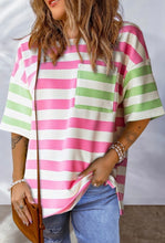 Load image into Gallery viewer, Pink and Green Striped Colorful Tee