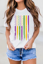 Load image into Gallery viewer, Mardi Gras US Flag Tee