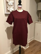 Load image into Gallery viewer, Deep Maroon Round Neck Dress w/Pockets