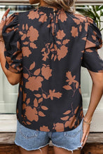 Load image into Gallery viewer, Floral Print Short Sleeve Black/Brown