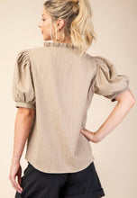 Load image into Gallery viewer, Ruffle V-Neck Puffed Sleeve Blouse