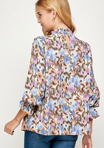 Floral 3/4 Sleeve Dressy Blouse