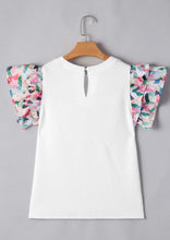 Load image into Gallery viewer, Floral Tiered Ruffle Sleeve Textured Top