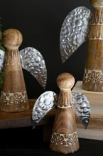 Load image into Gallery viewer, Set of 3 Tabletop Wood and Tin Angels