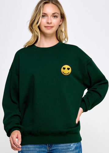 Hunter Green Smiley Sweatshirt