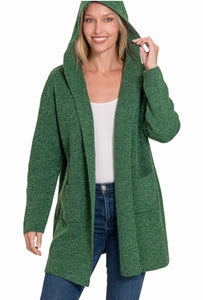 Hooded Open Front Sweater Cardigan