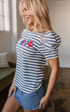 Load image into Gallery viewer, “America” Striped Short Sleeve Top