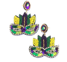 Load image into Gallery viewer, Mardi Gras Mask Post Earrings