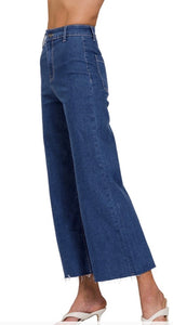 High Waist Wide Leg Dark Denim Jeans