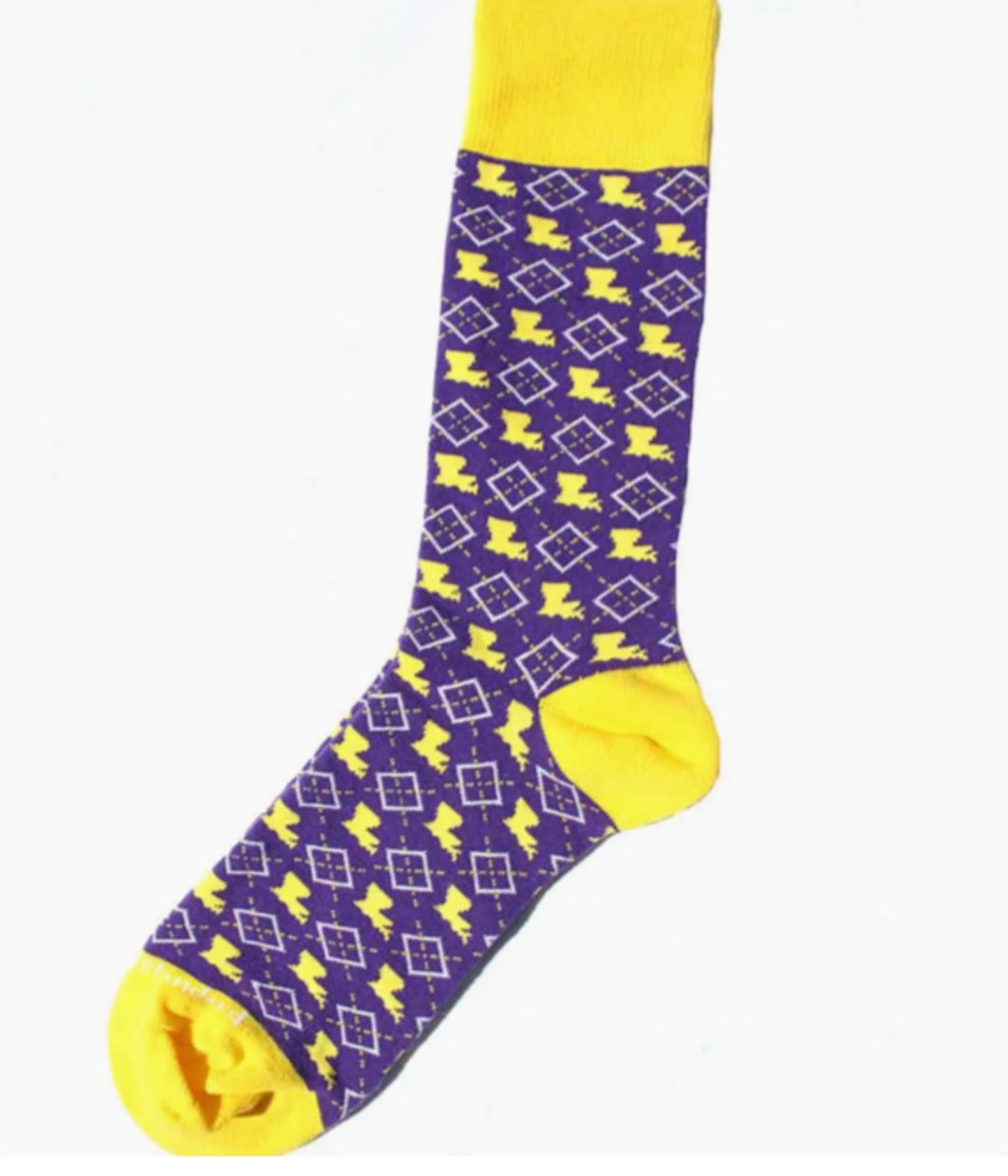 Men's Louisiana Pride Socks Purple/Yellow/White