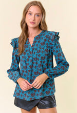 Load image into Gallery viewer, Two-Toned Floral Blouse