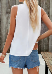 Pleated Mock Neck Blouse