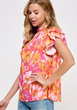 Load image into Gallery viewer, Double Ruffle Sleeve Floral Print Summer Blouse