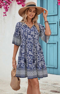 Paisley Print Bohemian Style Dress