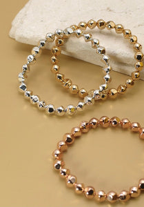 Faceted CCB Bead 3-Strand Stretch Bracelet