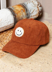 Corduroy Smiley Face Caps