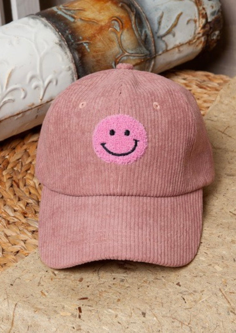 Corduroy Smiley Face Caps