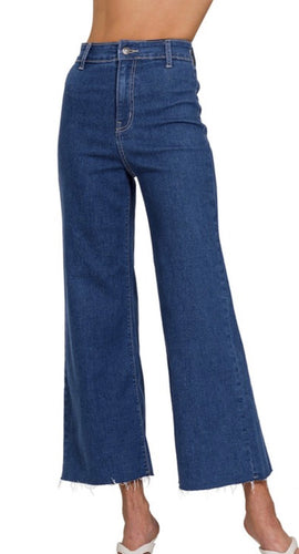 High Waist Wide Leg Dark Denim Jeans