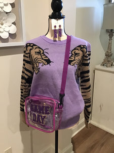 Lavender Tiger Sleeve Sweater