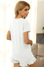 Load image into Gallery viewer, V-Neck Short Sleeve Top w/Ruffle Short Set