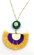 Load image into Gallery viewer, Mardi Gras Crescent Long Necklacd