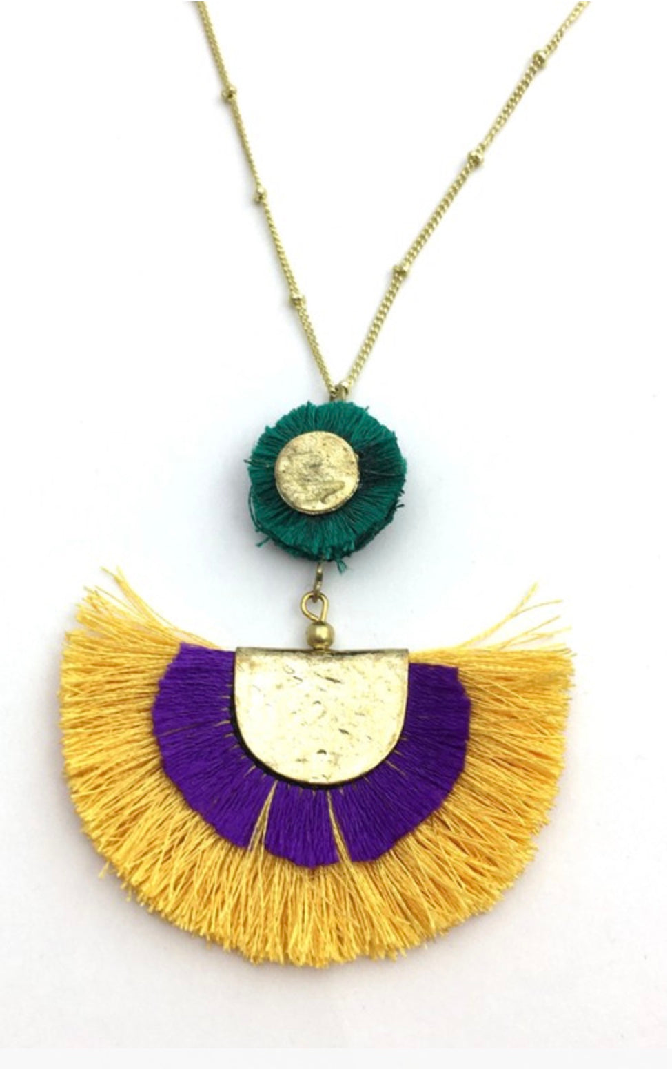 Mardi Gras Crescent Long Necklacd