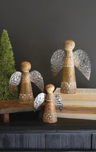 Load image into Gallery viewer, Set of 3 Tabletop Wood and Tin Angels