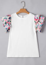 Load image into Gallery viewer, Floral Tiered Ruffle Sleeve Textured Top