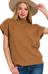 Mock Neck Short Sleeve Sweater