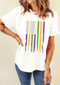 Mardi Gras US Flag Tee