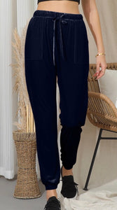 Waist Tie Casual Velvet Track Pants