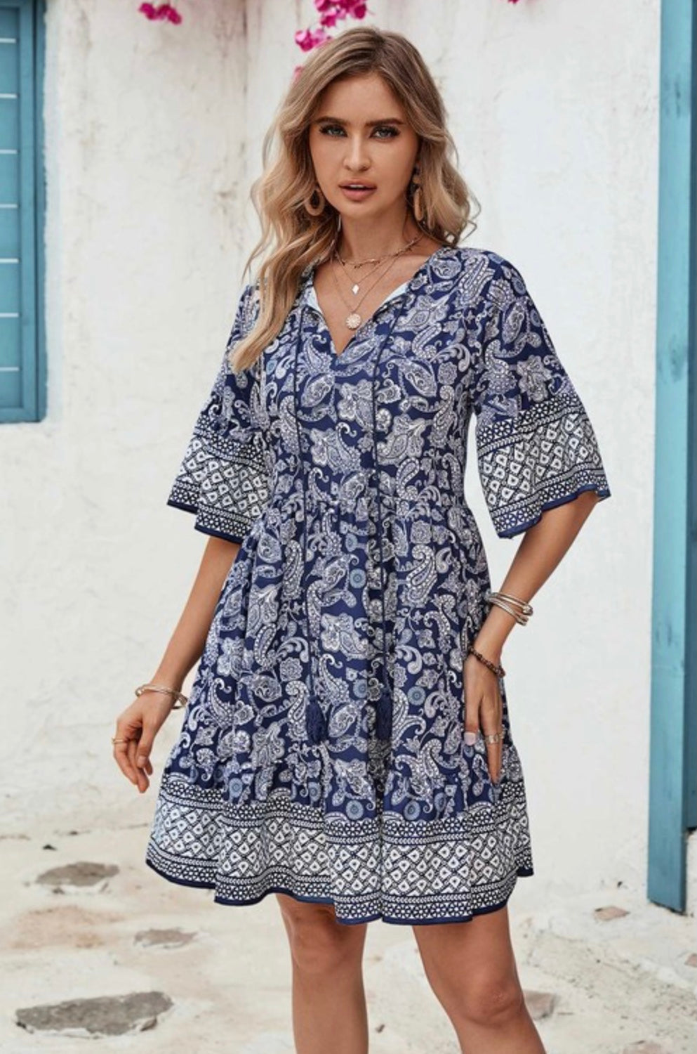 Paisley Print Bohemian Style Dress