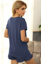 Load image into Gallery viewer, V-Neck Short Sleeve Top w/Ruffle Short Set