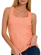 Load image into Gallery viewer, Ribbed Square Neck Tank