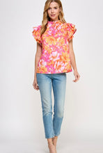 Load image into Gallery viewer, Double Ruffle Sleeve Floral Print Summer Blouse